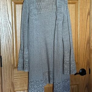 LC Lauren Conrad Gray Crochet Trim Cardigan Sweater